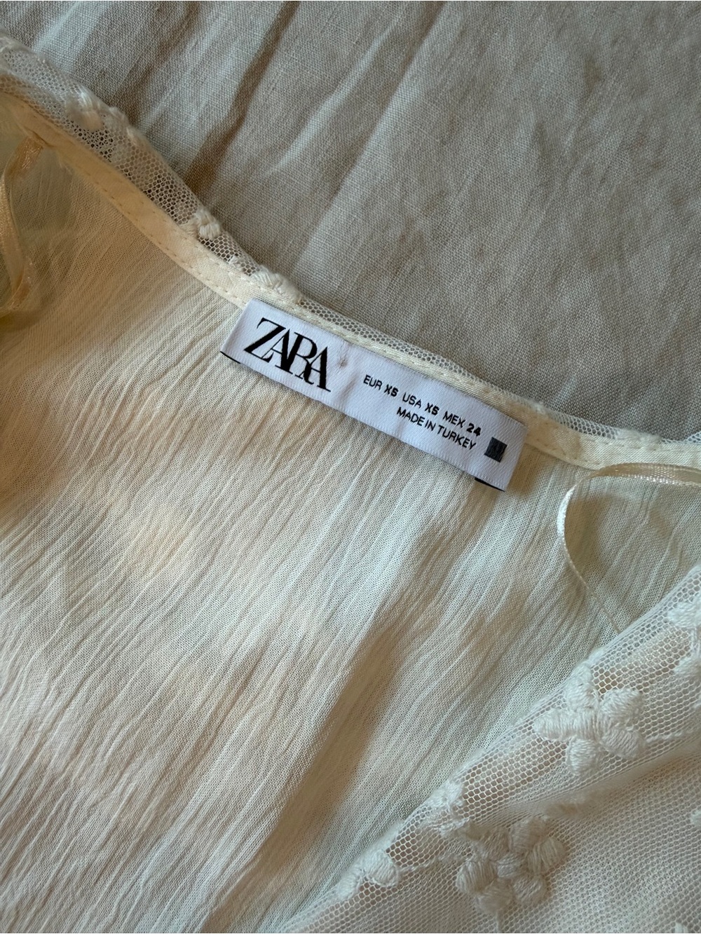 Zara Cream Lace Collar Button-Front Blouse - Picture 8 of 12